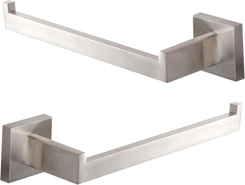 LANC Bathroom Hand Towel Holder 2 Pack Left and Right Side Brushed Nickel Hand Towel Bar 2 Pack 10 Inche Square Towel Ring for Kitchen Cabinet Wall Mount Towel Rack Hanger,A8806BN-LRP2 - Image 1